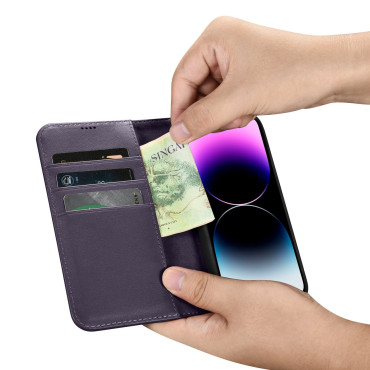 2V1 Case Kožené puzdro s iPhone 14 Pro Anti-RFID Wallet Puzdro