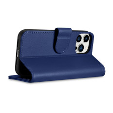 2in1 fall läderkåpa med iphone 14 pro anti-rfid plånbok fodral blå