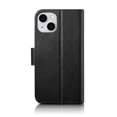 2in1 fall läderkåpa med iPhone 14 plus anti-RFID plånboksfall svart