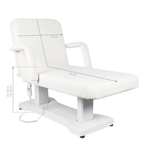Cama de masaje eléctrica Azzurro 819a blanca con 3 motores — vista lateral