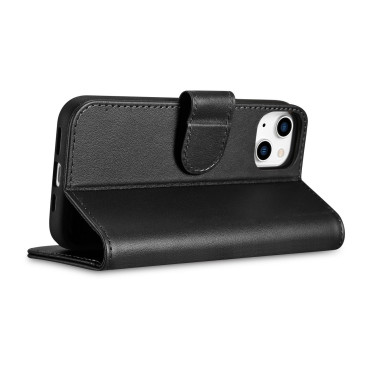 2in1 fall läderkåpa med iPhone 14 plus anti-RFID plånboksfall svart