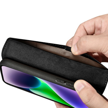 2in1 fall läderkåpa med iPhone 14 plus anti-RFID plånboksfall svart