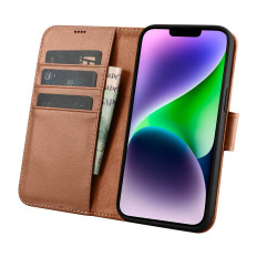 2w1 étui en cuir avec flop iPhone 14 Plus Anti-RFID Wallet Case marron