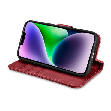 2in1 Capa de Couro Capa com iPhone 14 Plus Anti-Rfid Carteira Case Vermelho