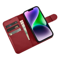 2in1 Läderfodral med iPhone 14 Plus Anti-RFID-plånboksfallet Röd