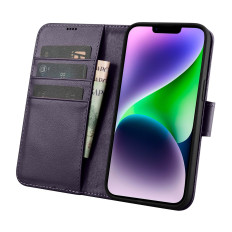 2in1 Custodia in pelle con iPhone 14 Plus Anti-RFID Portafogli Cassa del portafoglio Dark-Violet