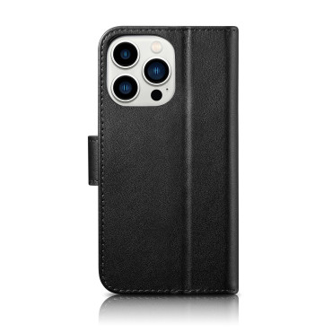 2V1 Case Kožený kryt s iPhone 14 Pro Max Anti-RFID Wated Case Black