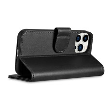2V1 Case Kožený kryt s iPhone 14 Pro Max Anti-RFID Wated Case Black