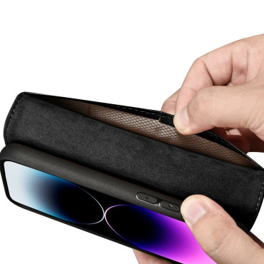 2V1 Case Kožený kryt s iPhone 14 Pro Max Anti-RFID Wated Case Black