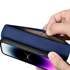 2V1 Case Kožený kryt s iPhone 14 Pro Max Anti-RFID Wallet Case Blue