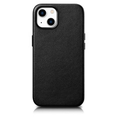 Case gemaakt van natuurlijke lederen tas voor iphone 14 plus magse case lederen zwart