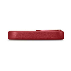 Housse avec peau naturelle pour iPhone 14 Plus MagSafe Cas en cuir rouge