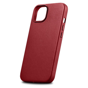 Case made of natural leather case for iPhone 14 Plus Magsafe Case Leather Red