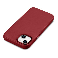 Case gemaakt van natuurlijke lederen tas voor iphone 14 plus magse case lederen rood