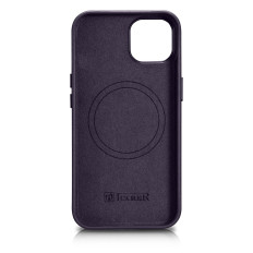 Caso hecho de funda de cuero natural para iPhone 14 Plus Magsafe Case Darkwiolet