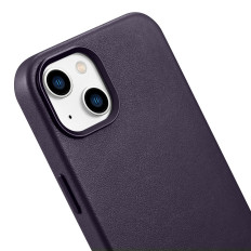 Väska av naturligt läderfodral till iPhone 14 Plus Magsafe Case Läder Darkwiolet