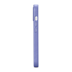 Housse de couverture en peau naturelle pour iPhone 14 Plus MagSafe Cas en cuir violet clair