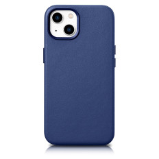 Geval van natuurlijke lederen tas voor iPhone 14 Plus Magsafe Case Lederen Blauw