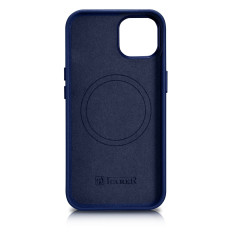 Prípad z prírodného koženého puzdra pre iPhone 14 plus Magsafe Case Koža Blue