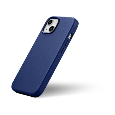Prípad z prírodného koženého puzdra pre iPhone 14 plus Magsafe Case Koža Blue