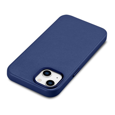 Prípad z prírodného koženého puzdra pre iPhone 14 plus Magsafe Case Koža Blue