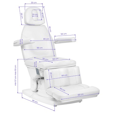 Fauteuil podologie électrique Kate, 4 actionneurs, blanc — vue de face