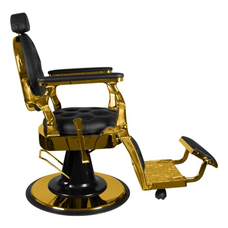 Gabbiano Giulio Gold Black Barberstol med Justerbar Komfort — fra siden