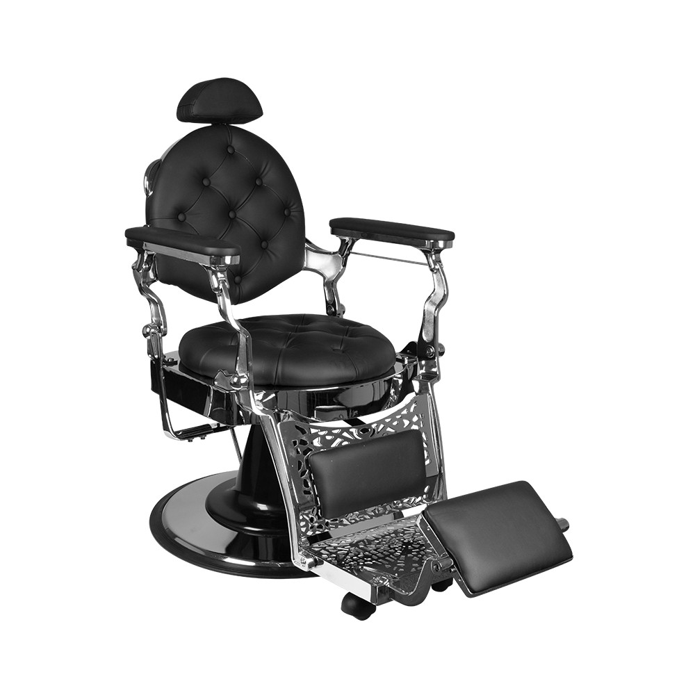Gabbiano Barber Chair Giulio silber schwarz — Vorderansicht