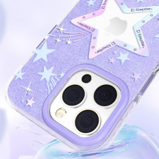 Couverture dans les étoiles iPhone 14 Plus Heart Star Series PURPLE STAR