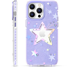 Cubierta de la caja en el iPhone 14 Plus Heart Star Series Purple Star