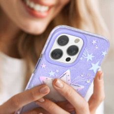 Couverture dans les étoiles iPhone 14 Plus Heart Star Series PURPLE STAR