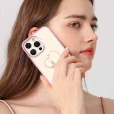 Case voor iPhone 14 Pro versierd met wens-serie Roze kristallen
