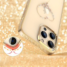 Case for iPhone 14 plus decorated with crystals Wish Series Złote