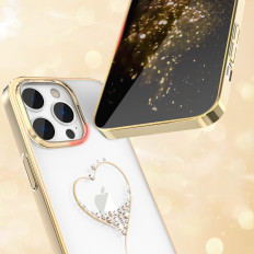 Prípad pre iPhone 14 plus zdobený kryštálmi želania série Złote
