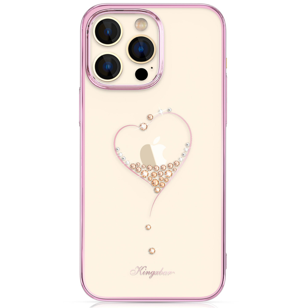 Caso para o iPhone 14 Pro Max decorado com cristais de desejo série rosa