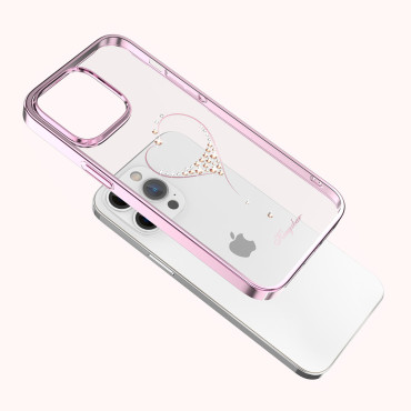 Caso para o iPhone 14 Pro Max decorado com cristais de desejo série rosa