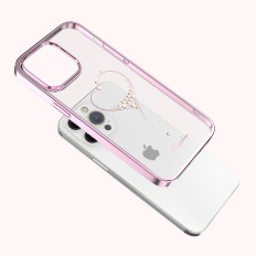 Primer za iPhone 14 PRO MAX, okrašen z serijo želja roza kristalov