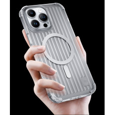 Magnetyczne etui iPhone 14 Pro MagSafe PQY Go Out Series srebrne