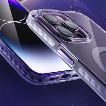 Magnetisk iPhone 14 Magsafe Pqy Ice Crystal Series Grå