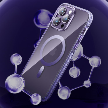 IPhone magnético 14 mais magsafe pqy gelo cristal série roxo