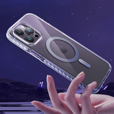 IPhone magnético 14 mais magsafe pqy gelo cristal série roxo