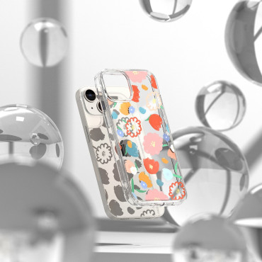 Pokrov oklepnega ohišja z gelom gel box iPhone 14 plus fuzijski design cvetlični prozorni