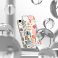 Gepantserde Case Cover met Gel Gel Box iPhone 14 Plus Fusion Design Bloemen transparant