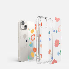 Pokrov oklepnega ohišja z gelom gel box iPhone 14 plus fuzijski design cvetlični prozorni