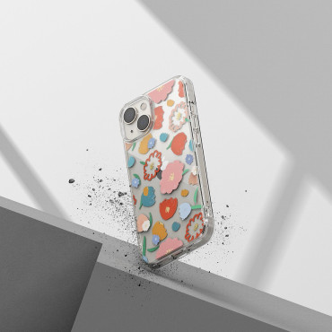 Pokrov oklepnega ohišja z gelom gel box iPhone 14 plus fuzijski design cvetlični prozorni
