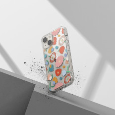 Armored Case Cover with Gel Gel Box iPhone 14 Plus Fusion Design Floral Transparent