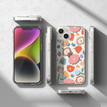 Pokrov oklepnega ohišja z gelom gel box iPhone 14 plus fuzijski design cvetlični prozorni