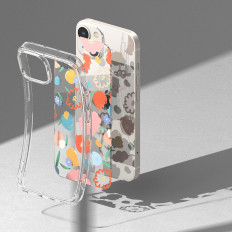 Pansarfallskåpa med gel gelbox iPhone 14 plus fusion design blommig transparent
