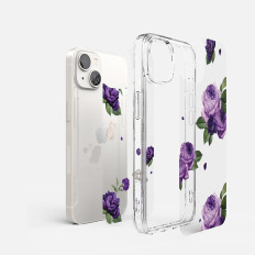 Capa de caso blindado com moldura de gel gel iphone 14 plus design de fusão roxo rosa transparente