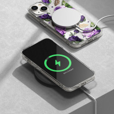 Obrnený kryt puzdra s gélovým gélom rám iPhone 14 plus fúzny dizajn fialová ruža